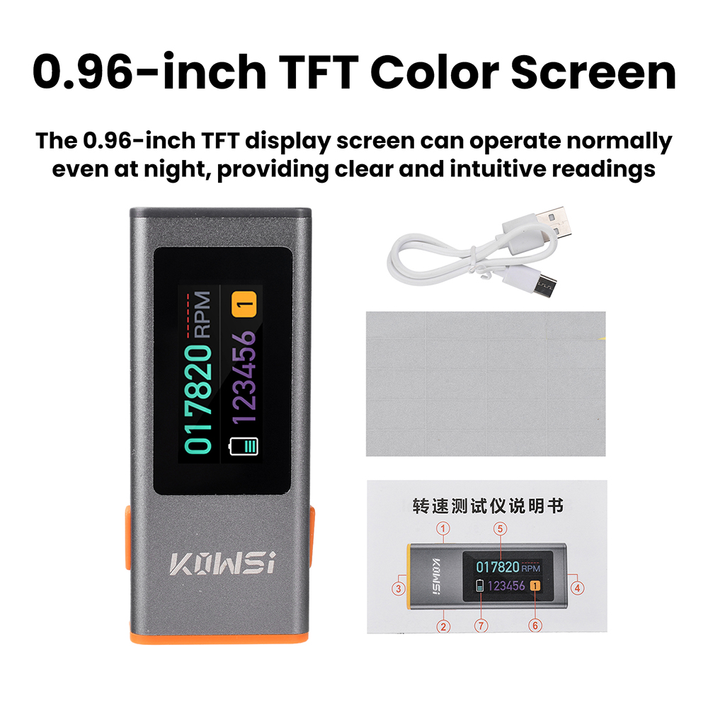 Industrial Laser Tachometer - 0,96-inch TFT infrarood toerentalsensor Tachometer DC