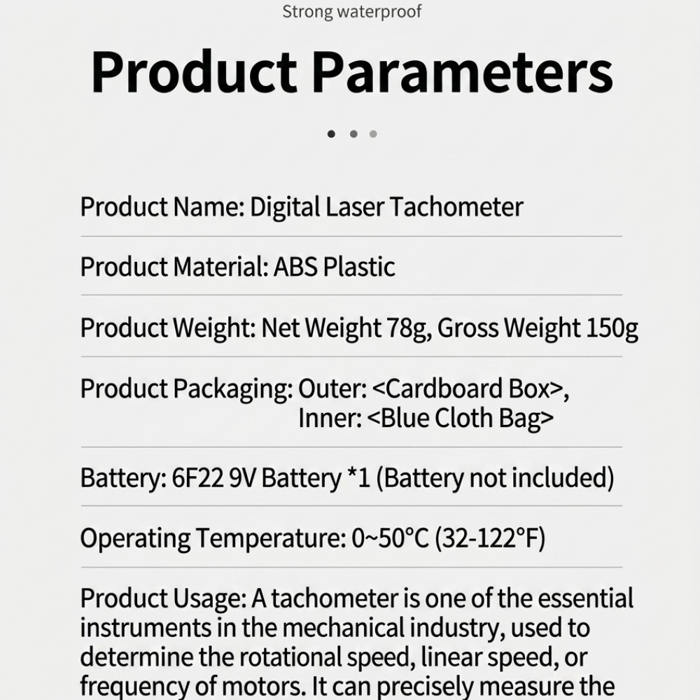 Industrial Laser Tachometer - Handheld digitale lasertachometer, contactloze toerentalmeter, industriële
