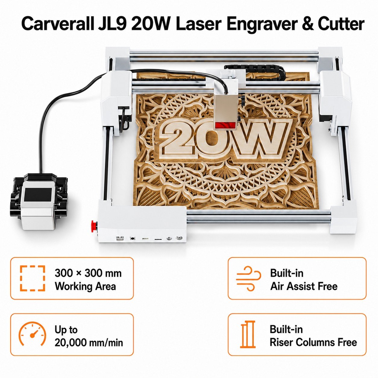 Industrial Laser Engraving Machine - Carverall JL9 20W Lasergraveer- en snijmachine,