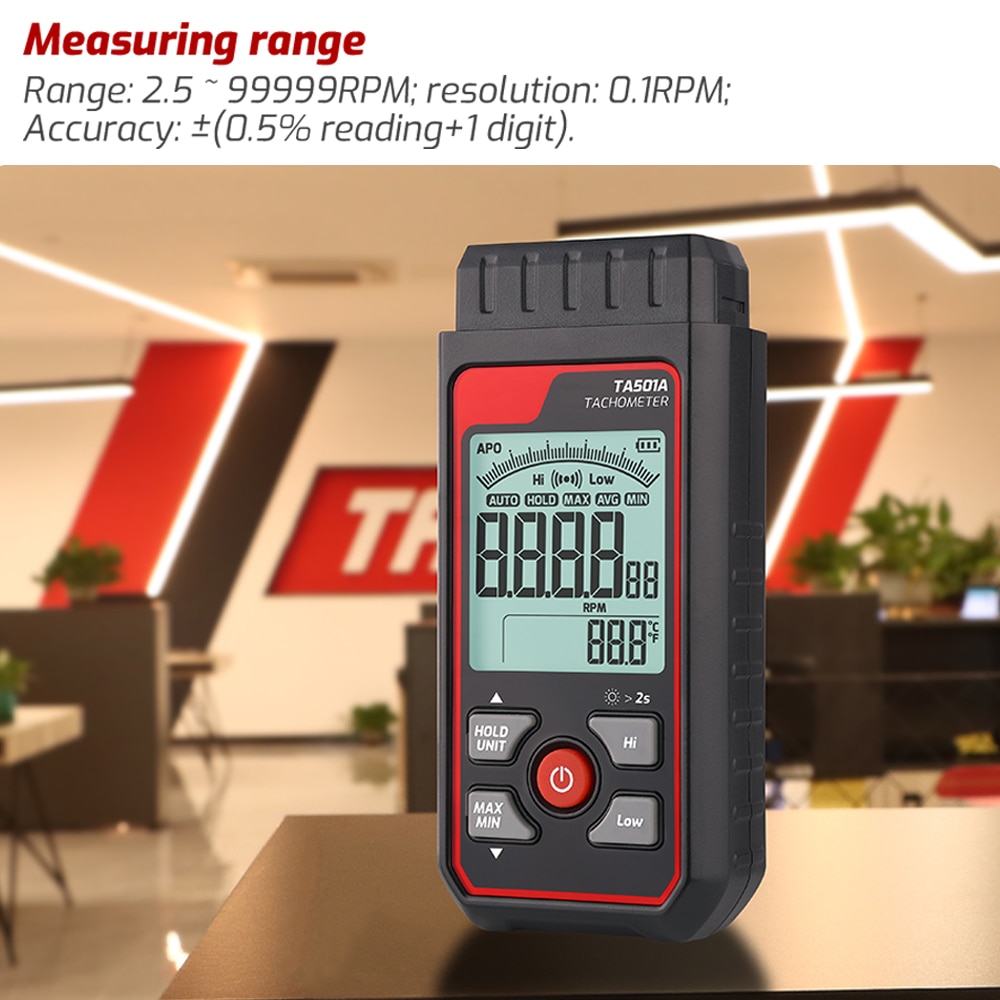 TA501A Lasertoerenteller Tot 9 - Industrial Laser Tachometer recensie en prijs