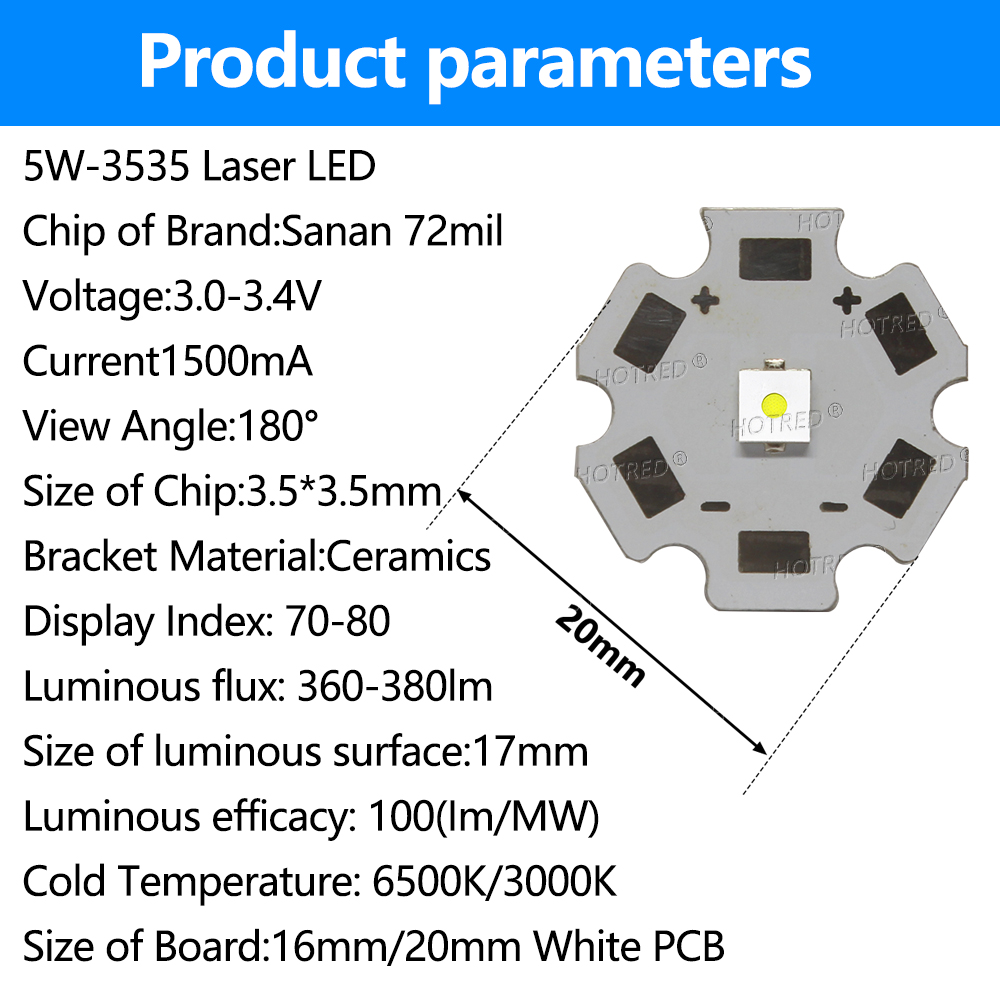 LED 5W 3535 Platte Witte Laser - Industrial Laser Diode recensie en prijs