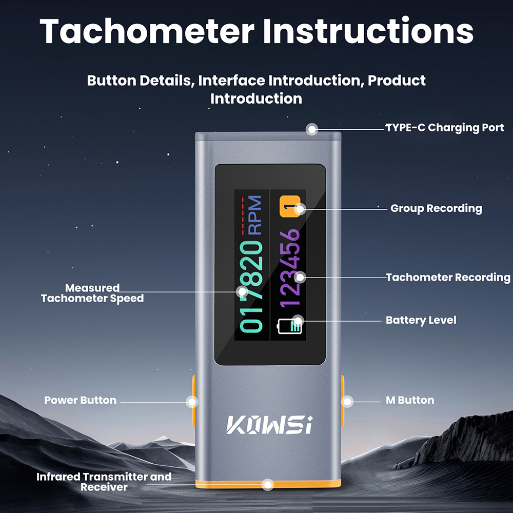 0,96-inch TFT infrarood toeren - Industrial Laser Tachometer recensie en prijs